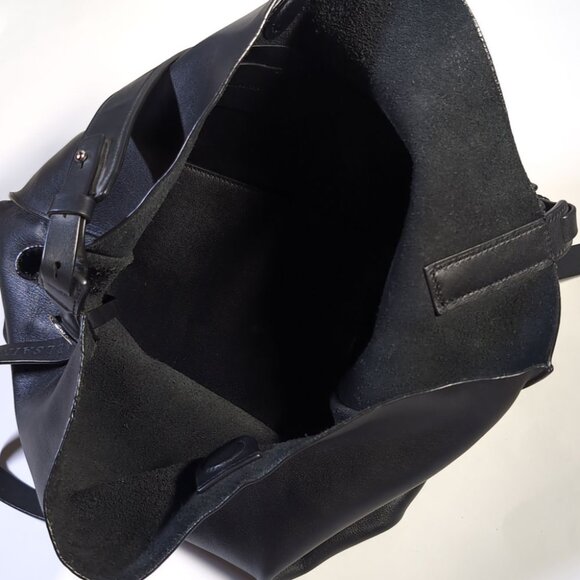 Black ALLSAINTS Paradise Tote Black Leather Calf Shoulder Purse & Pouch - Picture 8 of 13